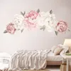 Lindas flores de peônia rosa adesivos de parede para quarto de crianças sala de estar decoração de casa decalque de parede decoração de casa bebê berçário298j