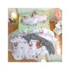 寝具セット漫画ピンクフラミンゴ3/4PCS幾何学的パターンベッドライニング羽毛布ERシート枕カバー