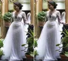 Роскошные кружевные свадебные платья с длинными рукавами и съемной юбкой Иллюзионное свадебное платье с открытым V-образным вырезом Vestido De Noiva Высокое качество Custo1123870
