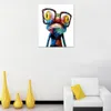 팝 아트 손으로 칠한 만화 동물 캔버스 유화 거실 장식 현대 그림을 착용하는 안경 개구리 a250d