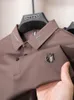 Polos pour hommes haut de gamme marque mode Badge imprimé à manches longues POLO chemise 2024 printemps revers T-shirt décontracté haut résistant aux rides