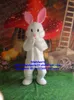 Trajes de mascote branco longo pele coelhinho da páscoa Osterhase coelho lebre mascote traje personagem de desenho animado sociedade atividades bem-estar público zx2308