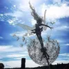 庭の装飾的なステークの妖精とタンポポが一緒に踊る金属ヤードアート装飾芝生の風景彫刻の装飾210911292p