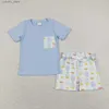 T-shirts Wholesale Toddler Easter Set Kids Colorful Eggs Tops Boutique Shorts Children Spring Outfit Matching Baby Boy Girl Clothing L240311