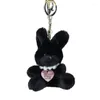 Porte-clés perles pendentif noir, accessoire de téléphone, breloque en peluche, jouet coloré, décorations