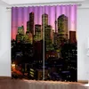 Beautiful Po Fashion Customized 3D Curtains blue night building curtains Blackout curtain244O