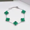 Green Shell Top Qualité Femmes Designer Bracelets En Acier Inoxydable Classique Cinq Fleurs À Quatre Feuilles Bracelet De Luxe Couple Bracelets Lady Party Cadeaux