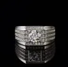 Luxury Diamond Men039S Moissanite Gemstone Wedding Ring 925 Sterling Silver Platinum Plated 12CT5923389