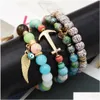 Charm Armbänder 4 Stück Bohemian Stretch Perlen für Frauen Kristall Strang Armreif Mtilayer Stapelbar Drop Lieferung Schmuck Dhgarden Dhaet