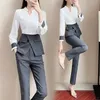 سروال من قطعتين للسيدات بدلات أنيقة أنيقة للسيدات Office Wear 2 مجموعة من السيدات المقسمة أعلى و Pant Business Disual Outfit 3XL