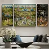 Peintures 3 panneaux Le jardin de la terre par Hieronymus Bosch Reproductions modulaires photo toile art mural pour salon décor 2468