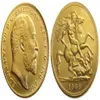 Storbritannien Rare 1908 British Coin King Edward VII 1 Sovereign Matt 24-K Gold Plated Copy Coins 271e