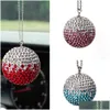 Andra interiörstillbehör Nytt bling crystal boll bilhänge diamant Rhinestone hängande prydnad charms bakspegel dekoration da dhbxf