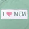 T-shirt Baby New Cotton T-shirt verde a maniche corte Set girocollo I Love Mom Ricamo Boy Top vestiti e pantaloncini reticolari Suit L240311