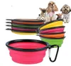 Tigela dobrável de silicone para animais de estimação, tigela de alimentação para cães e gatos, portátil, viagem, tigela dobrável, chaveiro, placa de comida para animais de estimação t9i01995495128