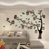 3D Acrylic Tree Po Frame Wall Stickers Crystal Mirror Stickers Pasta på TV Bakgrund Diy Family Decor1254M