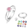 Bagues de cluster Bague de promesse de mode Empilable Bijoux de pierre de naissance Cadeau de Saint-Valentin pour les filles