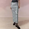 Skirts Gaono Y2k Vintage Velvet Skirt Women Casual Solid Color Fashionable Split Long For Work Streetwear Clubwear Party