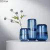 Vasi Semplicità Vaso di vetro blu Decorazioni per il desktop Coltura idroponica Vasi di fiori trasparenti Decorativo Decorazione domestica moderna2597