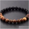 Perlé 8mm pierre en bois naturel à la main brins de perles bracelets de charme pour femmes hommes mode bijoux élastiques livraison directe bijoux B Dhmkz