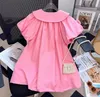 Einzelhandel 2023 Sommer Baby Mädchen Teenager Liebe Muster Rosa Kleid Prinzessin Süße Kleidung 39 T 240228