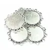 5Pcs Necklace Pendant Silver Tone Flower Lace Metal Seing Jewelry Cabochon Cameo Base Tray Bezel Blank Fit 34mm Cabochons 49mm254y
