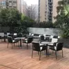 Set da giardino in tessuto di rattan, sedie e tavoli da ristorante in alluminio per caffè all'aperto, mobili da campeggio