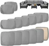 Pillow Covers For Patio Furniture 7 Piece Set Replacement Slipcovers Fits 6 Seater Outdoor Couch Rattan Sofa Grey