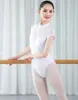 Bühnenkleidung Frühling Herbst Rückenlose Spitze Ballett Trikot Für Mädchen Dancewear Ballerina Kleid Frauen Kurzarm Rhytmische Gymnastik