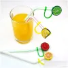 Drinking Straws Custom Fruits Sile St Toppers Accessories Er Charms Reusable Splash Proof Dust Plug Decorative 8Mm Drop Delivery Home Garde