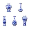 Vase traditionnel chinois en porcelaine bleue et blanche, Vases à fleurs en céramique, décoration Vintage pour la maison, 258j