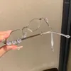 サングラスレトロの小さな楕円形の眼鏡女性女子メタルフレームシェードアイウェアとラインストーンアンチブルーライトリーディングメガネアイウェア