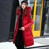 Trenchs de femmes manteaux 2024 hiver vers le bas parkas femmes veste grand col de fourrure épais manteau mince mode capuche coton vêtements d'extérieur long automne femme