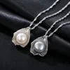 New Pendant Necklace S925 Sterling Silver Freshwater Pearl Necklace European Fashion Women Collar Chain Wedding Party Jewelry Valentine's Day Birthday Gift SPC