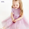 90140cm meisje zomer prinses jurk schattig ademend paars meisjes kinderkleding 240228