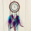 Antik imitation dreamcatcher presentkontroll dröm catcher net med naturliga stenfjädrar vägg hängande dekoration prydnad GA461227U