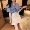 Professional Womens Summer New Style Imperial Sister Temperament Short Sleeved High Waisted Slim Line Skirt Two-piece Set