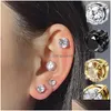 Boucles d'oreilles 1 paire Punk Mens Cristal Zircon Fort Aimant Oreille Magnétique Non Piercing Coréen Anti Allergique Corps Bijoux Cadeau Drop Del Dhrtl