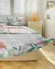 Bed Skirt Flamingo Tropical Plant Wood Elastic Fitted Bedspread With Pillowcases Mattress Cover Bedding Set Sheet