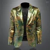 Männer Anzüge Mode Goldenen Samt Hochzeit Prom Anzug Jacke 2024 Männer Revers Schlank Blume Blazer Mäntel