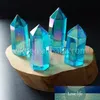 WT-G126 Aqua Aura Quartz Crystal Wand Aqua Aura Wand Point Crystal Point Healing Blue Quartz271e