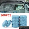 Andra vårdrengöringsverktyg 100st bilfönster tvättande tabletter Solid rengöring av vindrutan Washer Fluid Glass Toalett Accessori DHD97