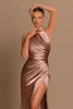 New Bridesmaid Dresses Sheath Mermaid High Neck Split Maid Of Honor Gowns Women Formal Evening Prom Dress Bc15523