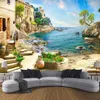 Personalizzato 3D Po Carta Da Parati Castello Giardino Vista Mare Pittura Murale Soggiorno Divano Camera Da Letto Decorazione Della Parete Murale Papel De Parede 3D274Z