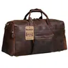 Berchirly vintage cavalo louco couro genuíno dos homens duffle bagagem de viagem natural grande saco fim de semana hangbag lj200922254z