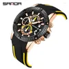 Montres-bracelets trois yeux six aiguilles montres-bracelets pour hommes bracelet en silicone calendrier étanche calendrier multifonctionnel sport quartz pour