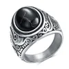 HNSP Natural Stone 316L Stainless Steel Ring For Men Women Vintage Jewelry Tiger Eyes Black Rings Finger Accessory 240307