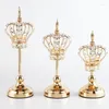 Candle Holders European Crown Crystal Candlestick Wedding Props Household Metal Ornaments Candelabra Holder Home Decor299i