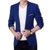 Costumes pour hommes décontracté coupe ajustée Blazer manteau veste hauts costume formel bouton mélange de coton tissu choix de noir/gris/vin/bleu