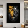 Zwierzęta Art Art Gold Black Lion obrazy na płótnie zdjęcia ścienne do salonu wystrój ściany sztuka plakaty na płótnie wydruki do domu cuadros3154